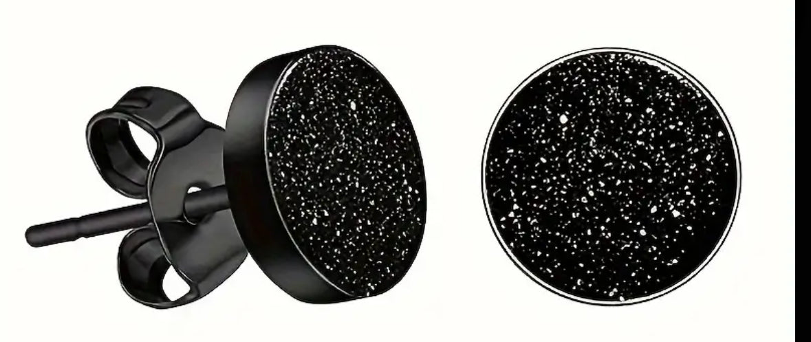 6mm Stainless Steel Hypoallergenic Black Cluster Earrings