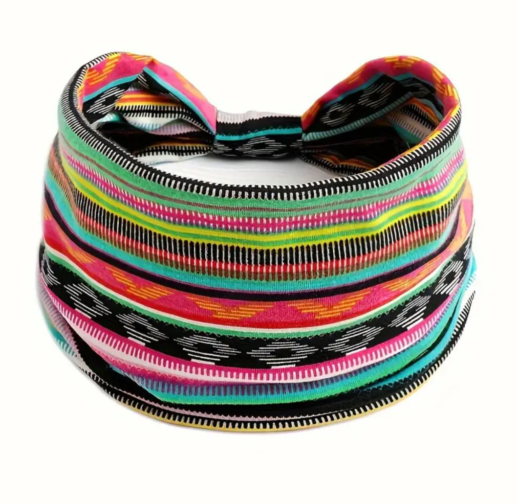 Multicolor Wide Stretchy Headband Pattern 1