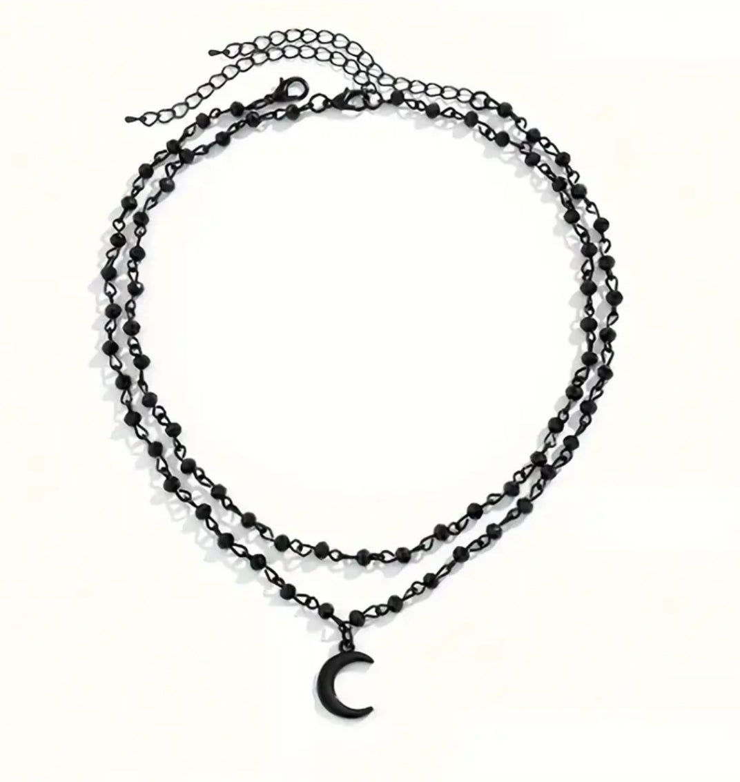 Black Moon Double Layered Necklace