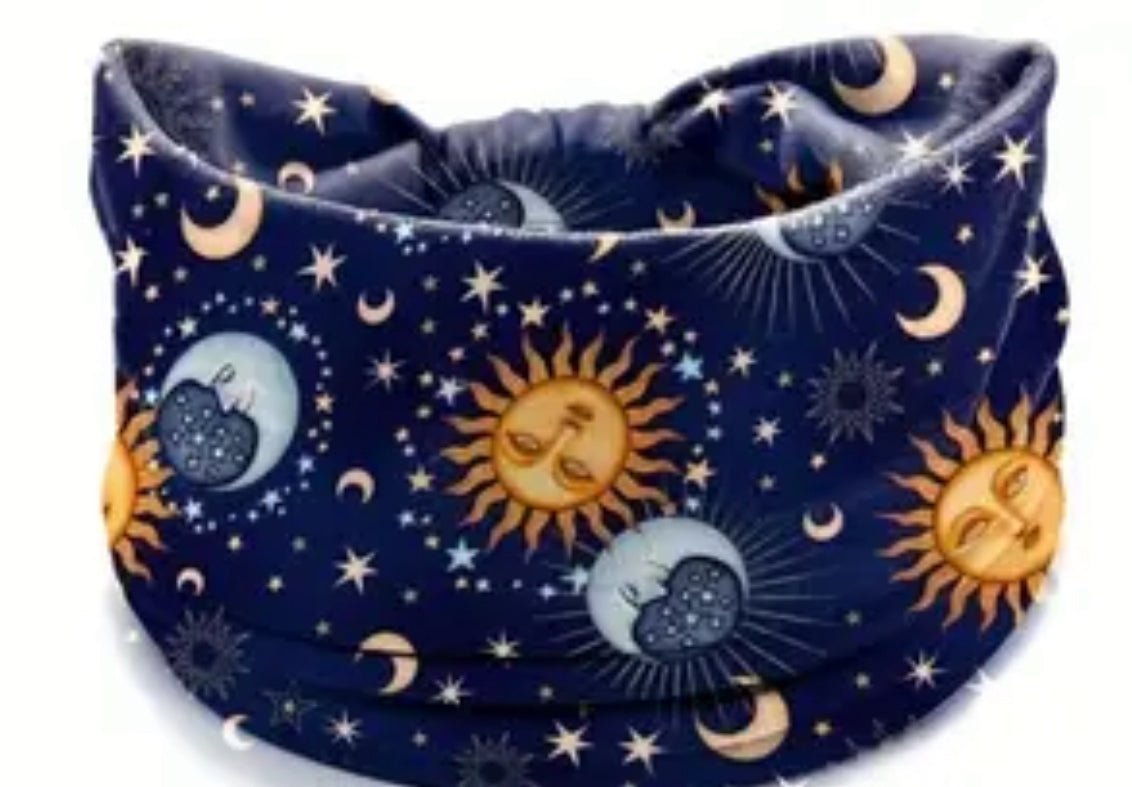 Sun/Moon Polyester Wide Headband Pattern 4