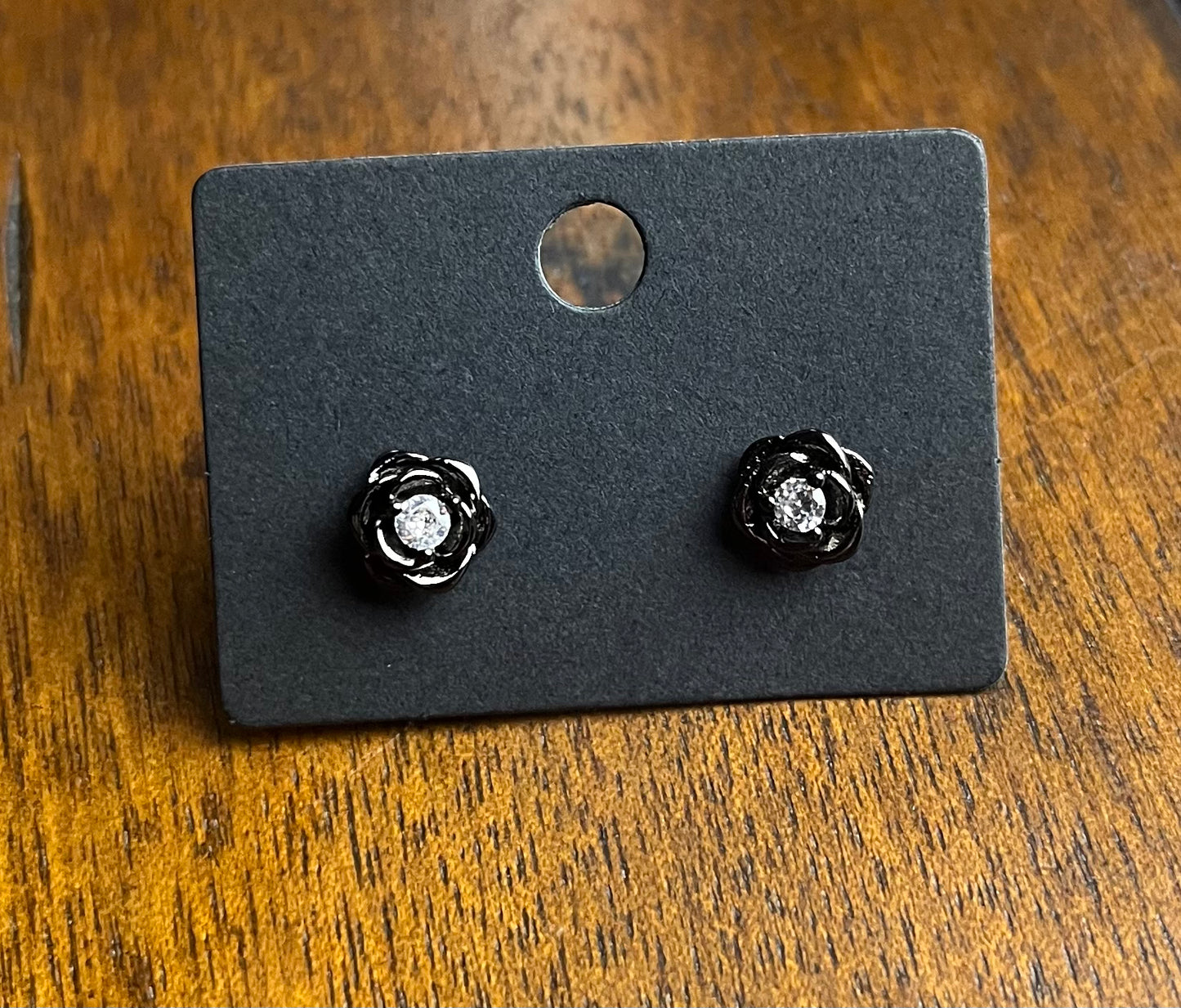 Black Flower Shaped Studs