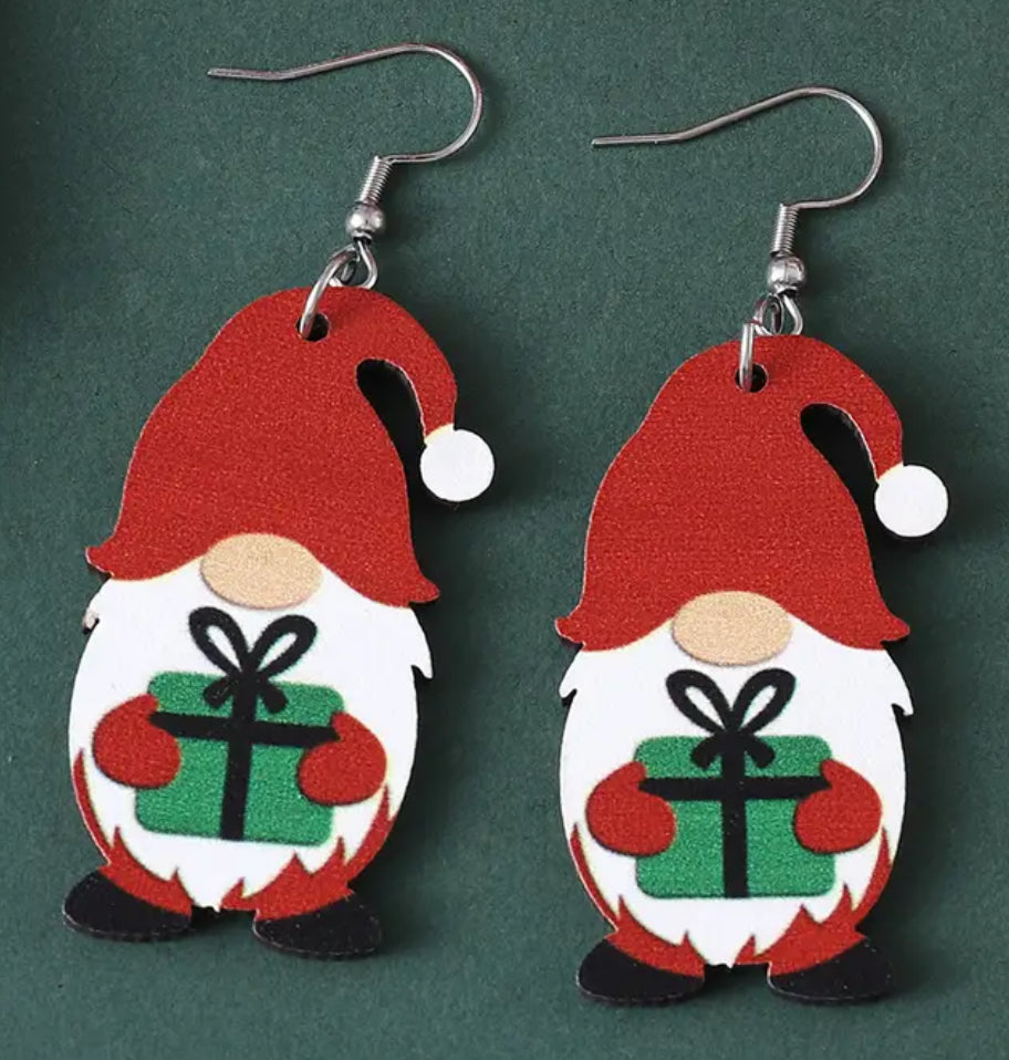 Christmas Present Gnome Dangle Earrings