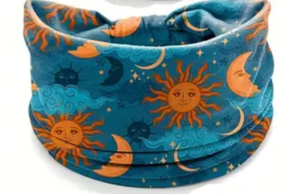Sun/Moon Polyester Wide Headband Pattern 2