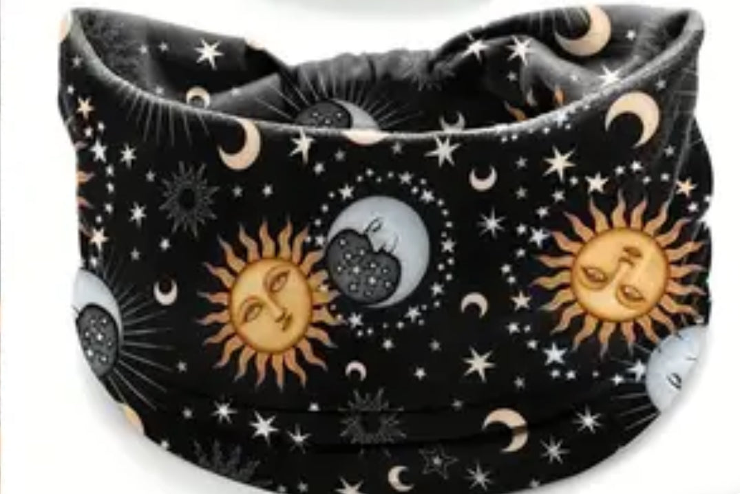 Sun/Moon Polyester Wide Headband Pattern 1