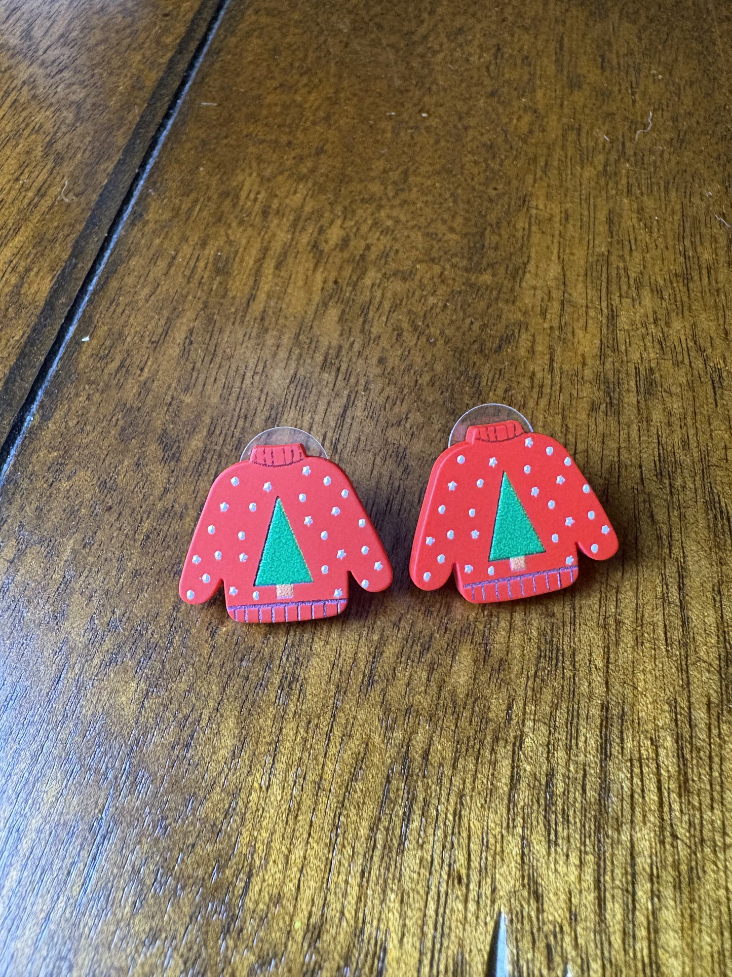 Acrylic Christmas Tree Sweater Stud Earrings