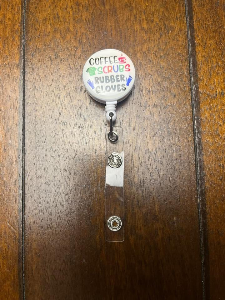 Coffee Scrubs Rubber Gloves Badge Holder