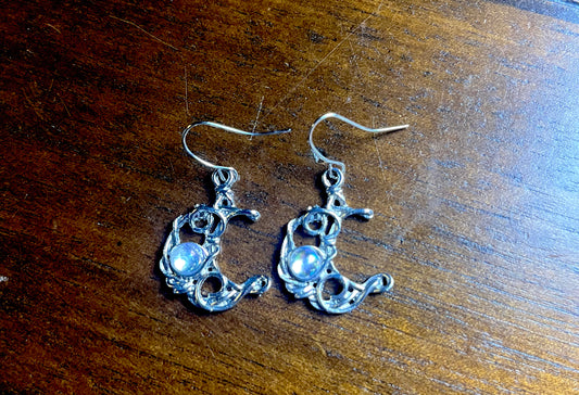 Vintage Synthetic Moonstone Dangle Earrings