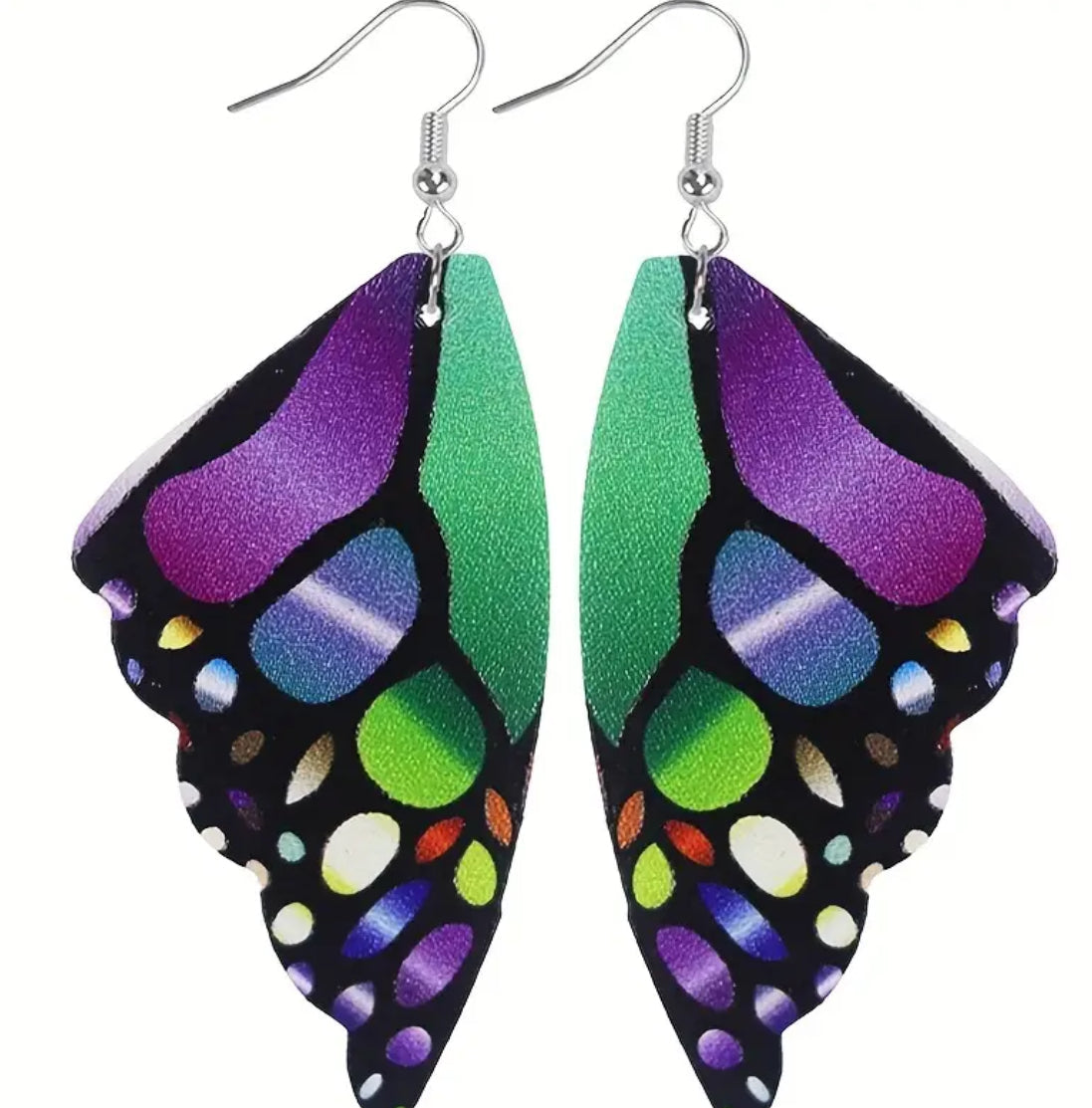 Pu Leather Butterfly Wing Dangle Earrings Pattern 2
