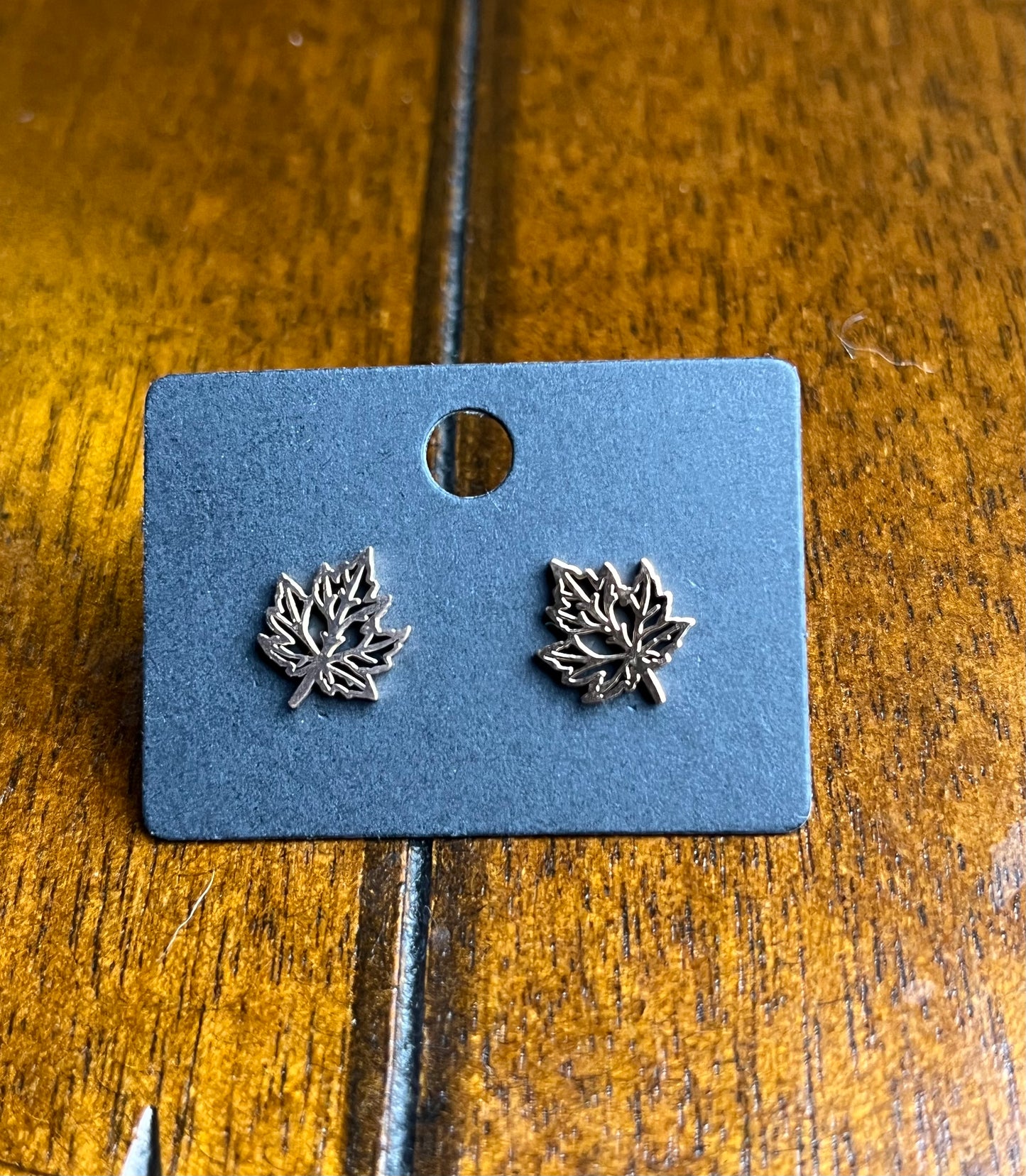 Rose Gold Maple Leaf Stud Earrings