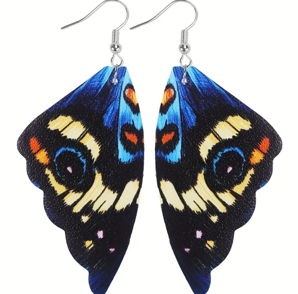 Pu Leather Butterfly Wing Dangle Earrings Pattern 5