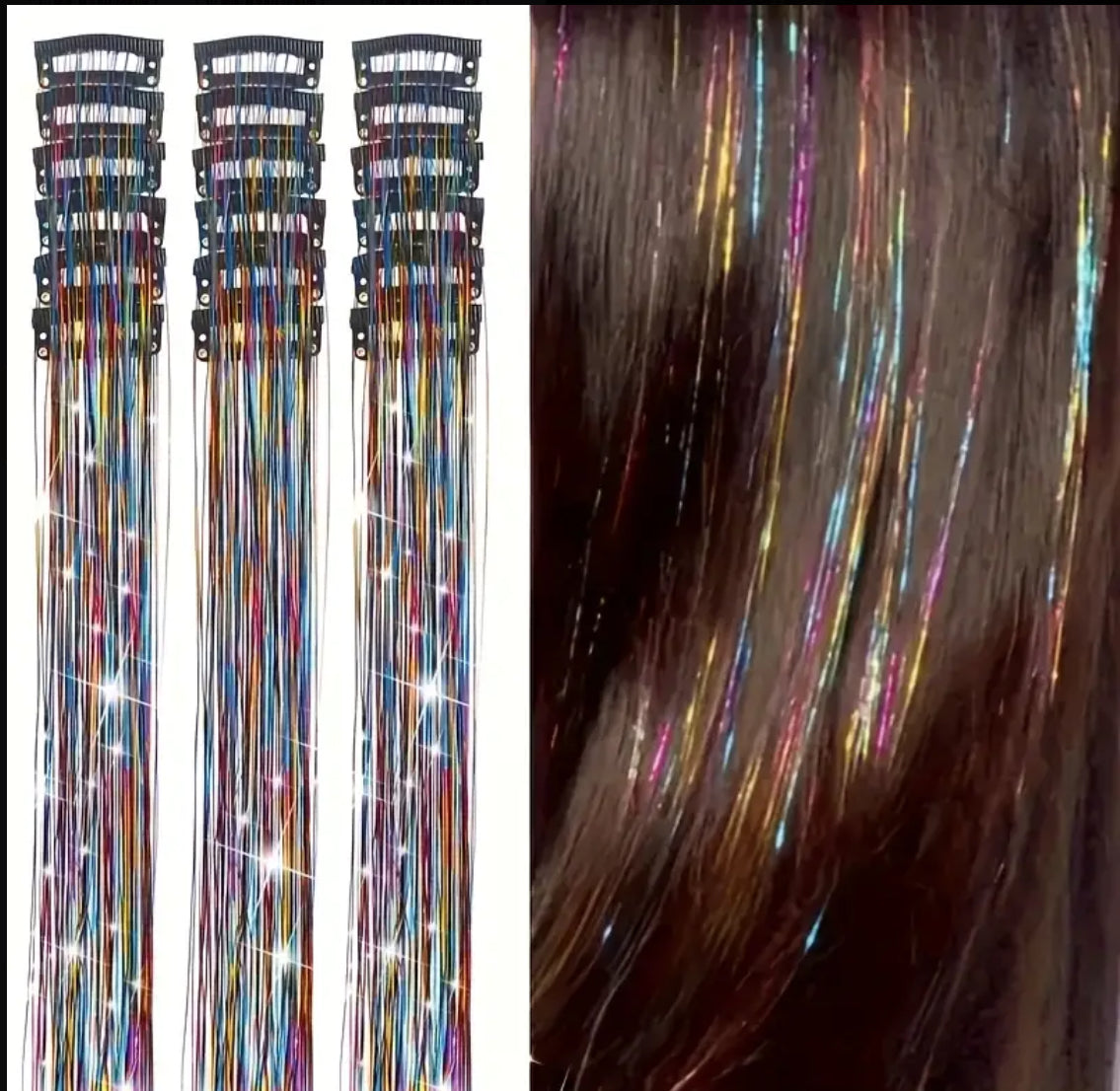 18 Pc Tinsel Clip In Hair Accessories