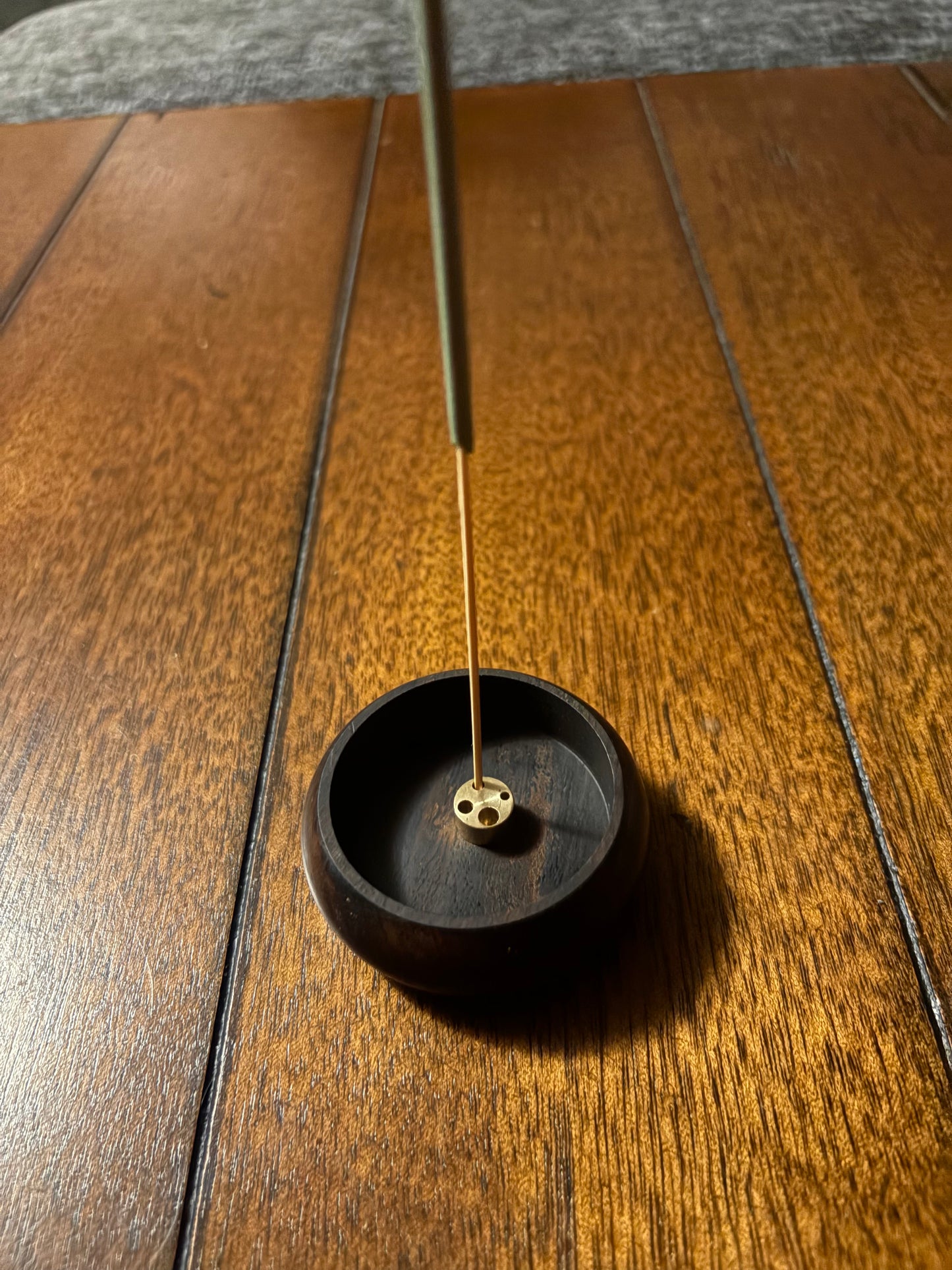 Round Dark Brown Wooden Incense Holder