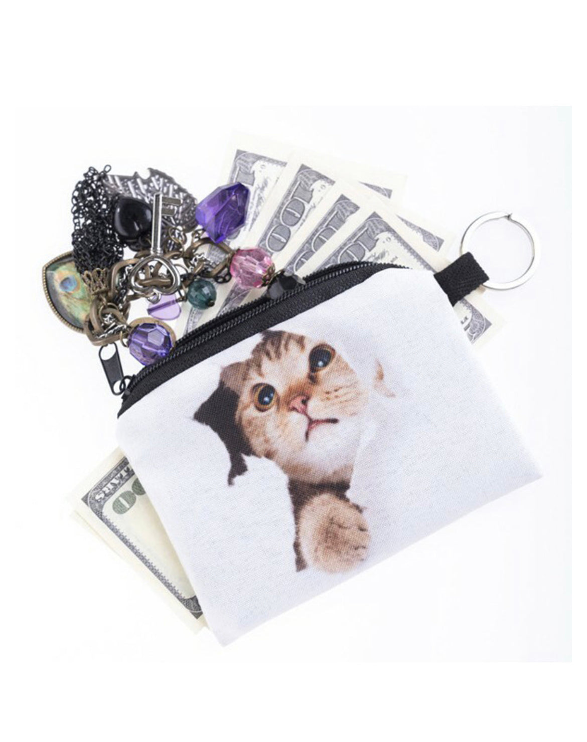 Cat Graphic Print Coin Purse